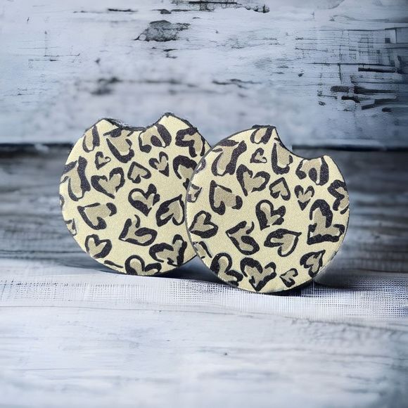 Animal Print Hearts Car Coaster 2 Pack - Picture 3 of 9
